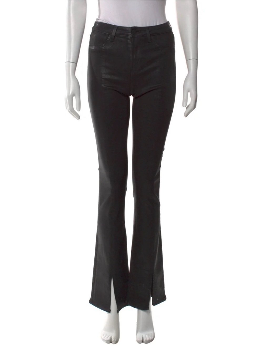 L'AGENCE Black Flare Jeans with Front Slit
